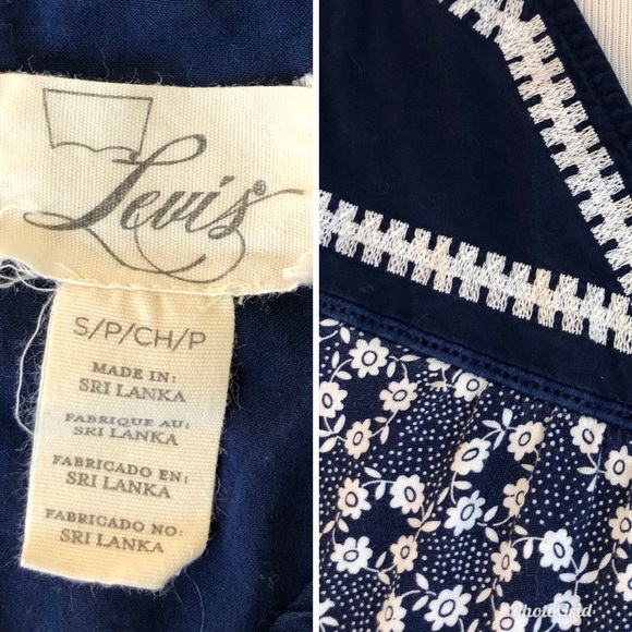 Levi’s Navy Blue White Ditsy Print Tank, size Small - Picture 8 of 8